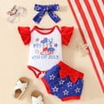 thumbnail image 2 of Ketyyh-chn99 Toddler Girls' Spring Outfits Toddler Boys Girls Fly Sleeve Letter Prints Romper Bodysuit Shorts Headbands Outfits for 6-9 Months,Blue, 2 of 6