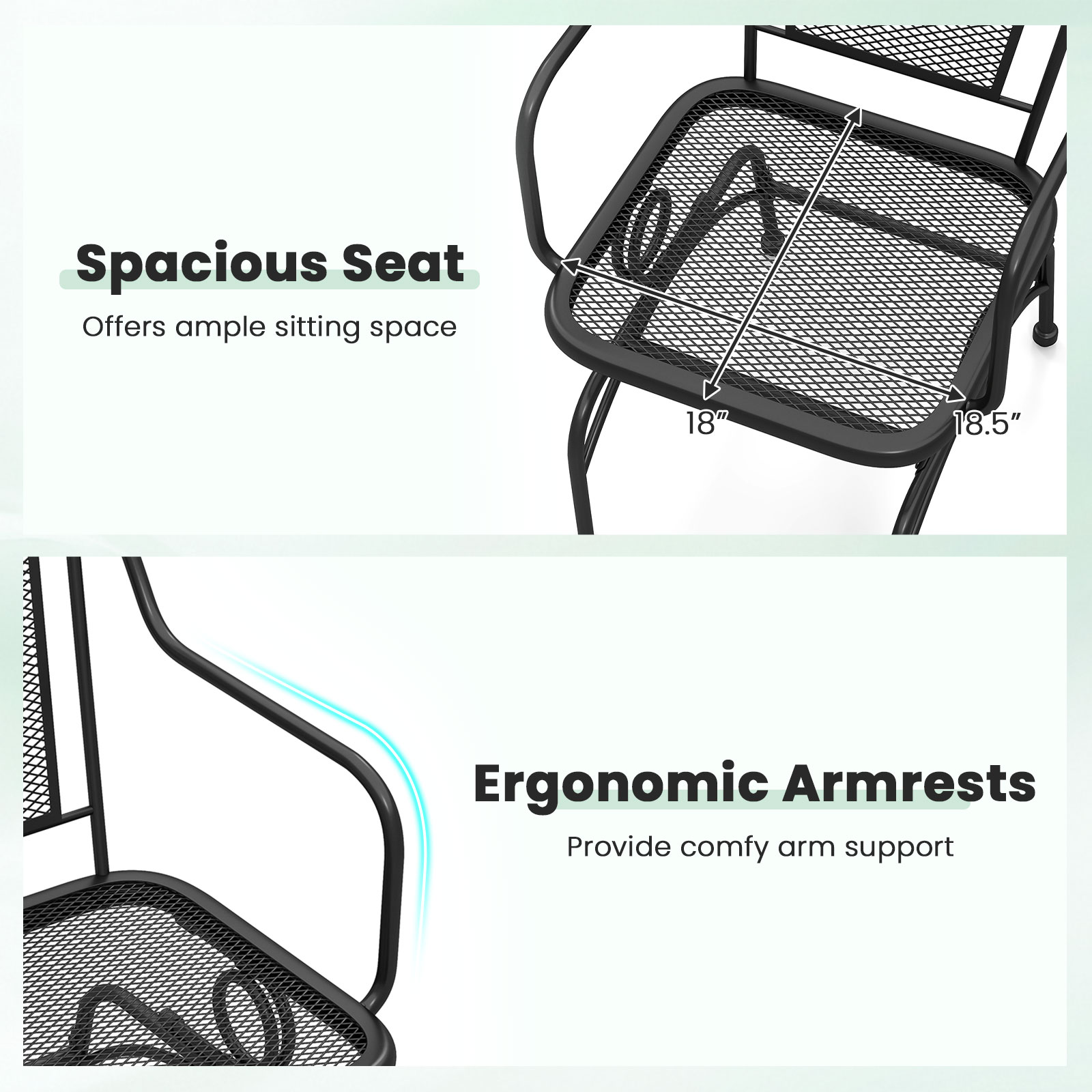 Gymax Patio Rocking Chairs Set of 4 w/ Metal Mesh Backrest & Seat Armrests Gentle