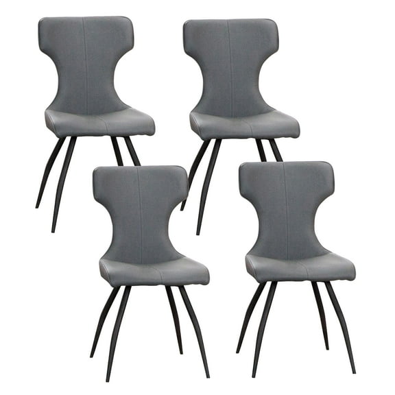 Echo Faux Leather Dark Gray Dining Chairs Black Legs Set of 4 Kitchen Sidechairs