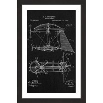 "Aerial Vessel 1893 Black Paper" Framed Painting Print