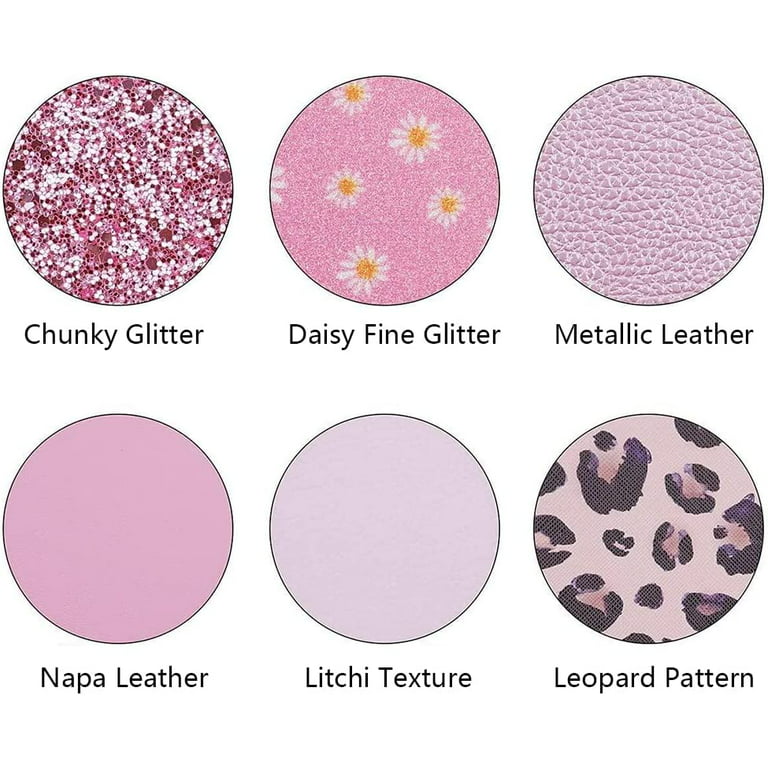 Pastel Colors Pink Chunky Glitter Leather Fabric Glitte Faux Leather