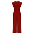 thumbnail image 4 of ClodeEU Women's Jumpsuits ，Casual One Piece Outfit ，Sleeveless With Pockets ,Wide Leg Long Pants Red,Womens Plus S, 4 of 5