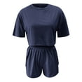 thumbnail image 7 of 2 Piece Sets for Women Fashion Casual Solid Color Short-sleeved Shorts Set Short-sleeved Crew-neck Top/shirt Set, 7 of 7