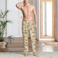 thumbnail image 6 of Matuu Hippie Bee Honeycomb for Men's long straight-leg pajama pants, elastic waistband casual pants (with pockets) Medium, 6 of 8