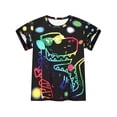 thumbnail image 5 of HWJAD Boys Cool Summer Outfits Set for Toddler Kids Short Sleeve Tee and Shorts 2 Pieces Little Boys Graffiti Dinosaur Clothes, 5 of 12