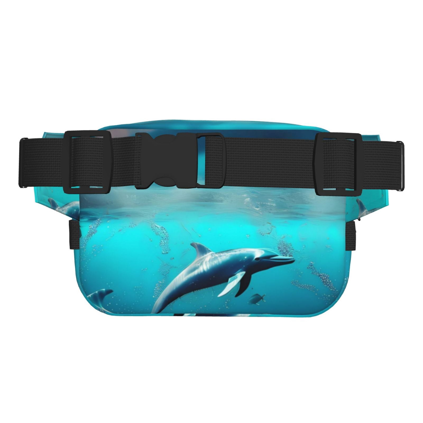 Picia Hawaiian Ship Dolphin Print Square Double-Layer Waist Bag Mini Adjustable Waist Belt Bag Exercise Running Travel Hiking