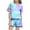 Sky Blue, variant on Girls Summer Print Short Sleeve Top And Shorts Set Cute Round Neck Pocket Casual Outfit For Teens And Juniors Lightweight And Comfortable
