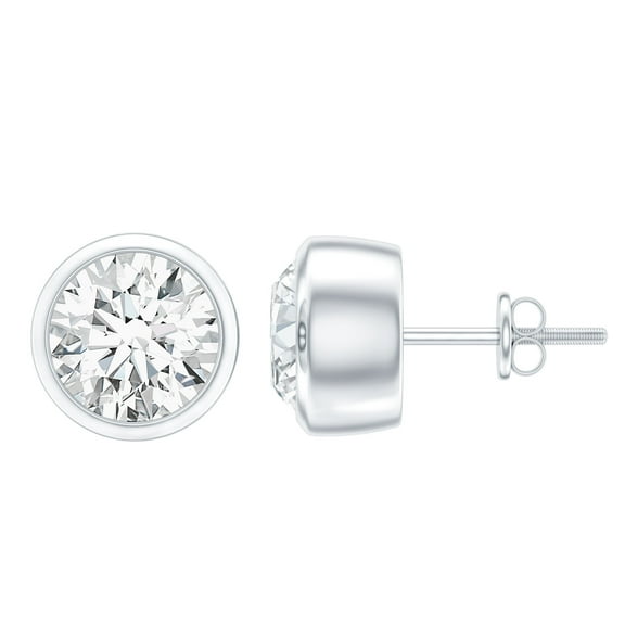 Rosec Jewels Lab Grown Diamond Stud Earrings with Screw Back - EF-VS Grade Certified - Ready to Gift, 925 Sterling Silver