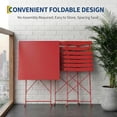 thumbnail image 3 of 2-Person Square Folding Bistro Table Set, Powder-Coated Steel Frame, Lemon Red Space-Saving Design with Compact Seating for Balcony Deck Porch Garden, 3 of 5
