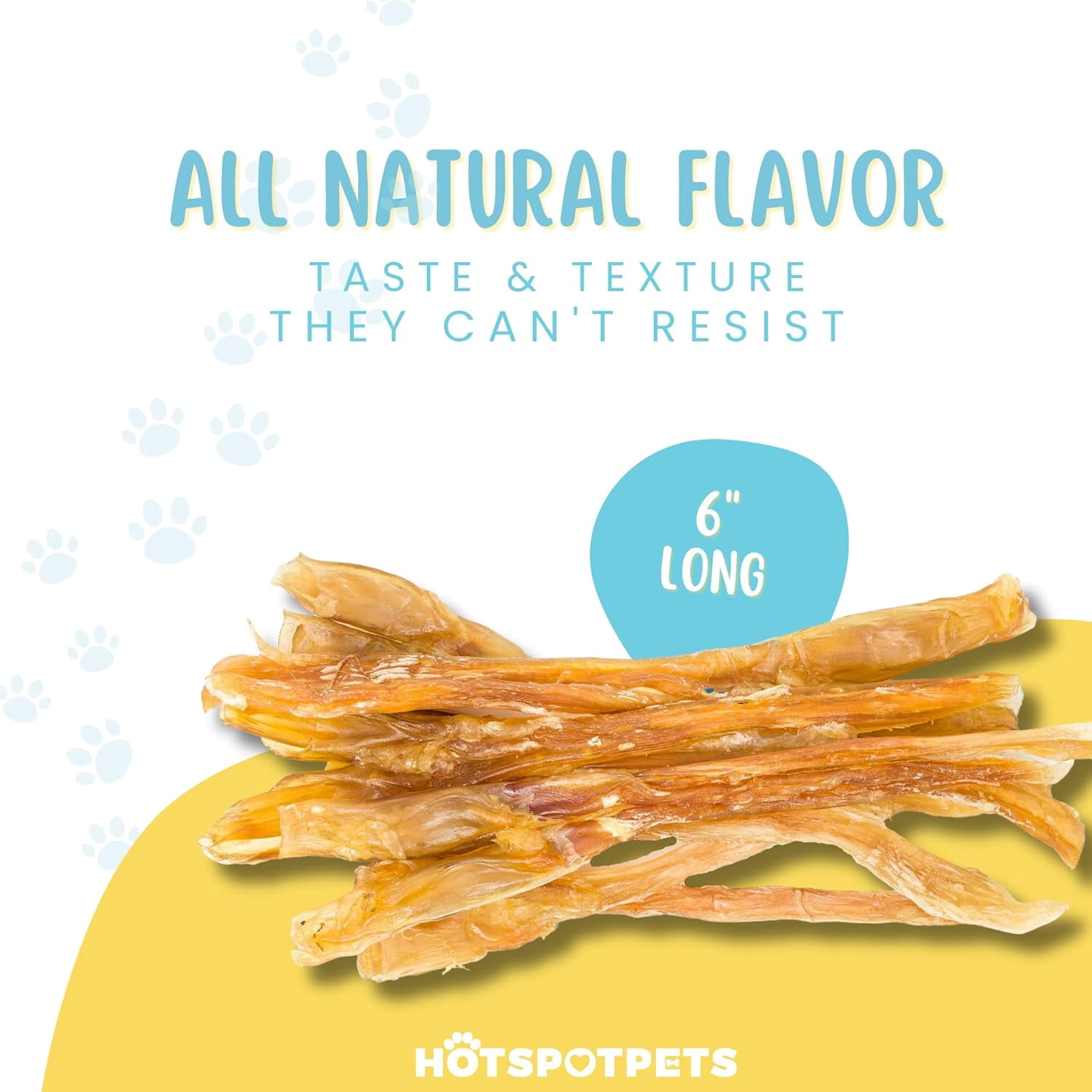 HotSpot Pets Natural Beef Tendon Chews for Dogs - 8 Inch Free-Range Grass-Fed USDA Beef - Made in USA (1 Pound)