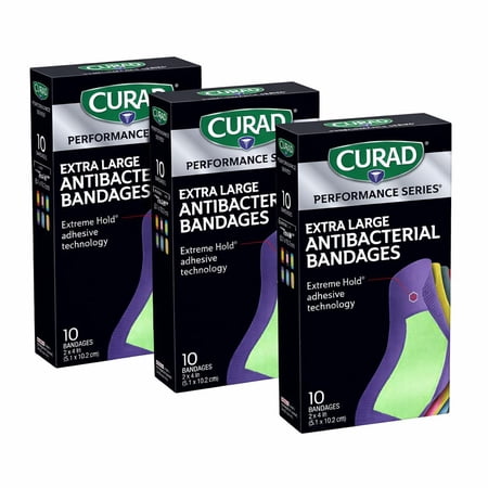 CURAD® Performance Series® Antibacterial Bandages, Assorted Colors, 2 in x 4 in, 10 Count