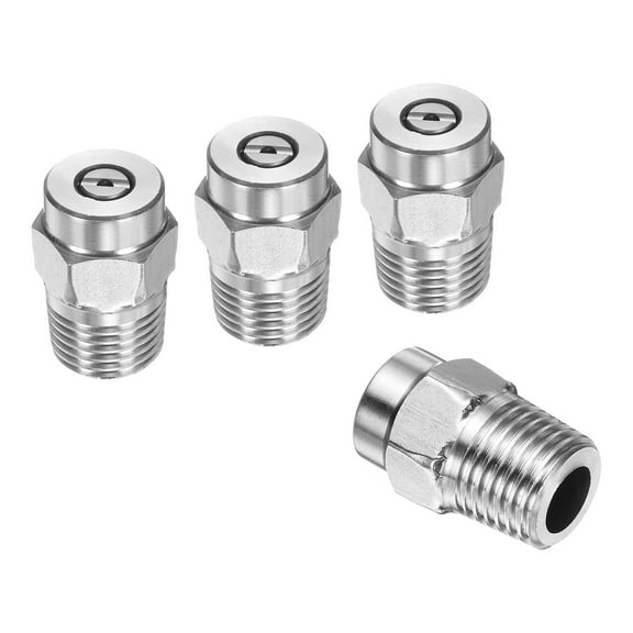 Uxcell 4pcs Surface Clean Tip 25 Degree 1/4 Inch NPT Male 1.156 Orifice 4000 PSI Stainless Steel Threaded Pressure Washer Spray Nozzles for Water gun Water Broom