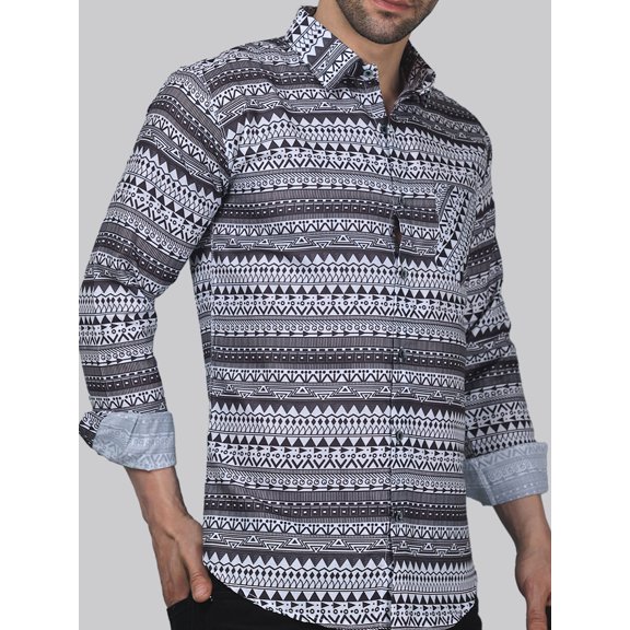 Pop-art Men's Printed Full Sleeve Casual Linen Shirt