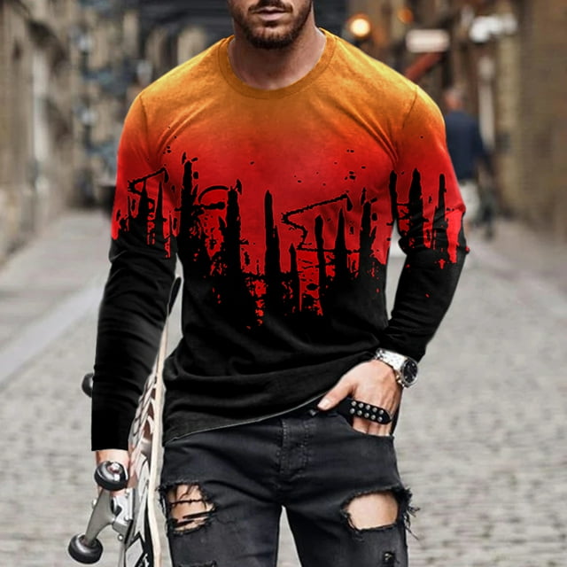 zanvin Hauts d'Été, Mode Homme Décontractée Chandail à Col Rond Imprimé T-Shirt à Manches Longues Blouse
