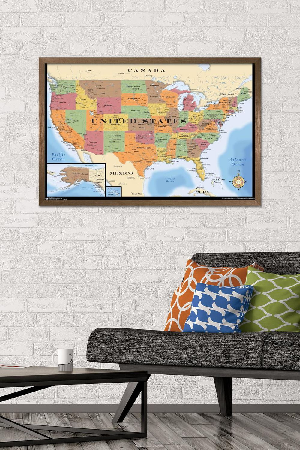 Map - USA Wall Poster, 22.375" x 34" Framed