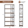 thumbnail image 3 of Gymax 2PCS 6-Tier Bookshelf w/Heavy-duty Metal Frame2 Anti-tipping Kits for Study Rustic Brown, 3 of 10
