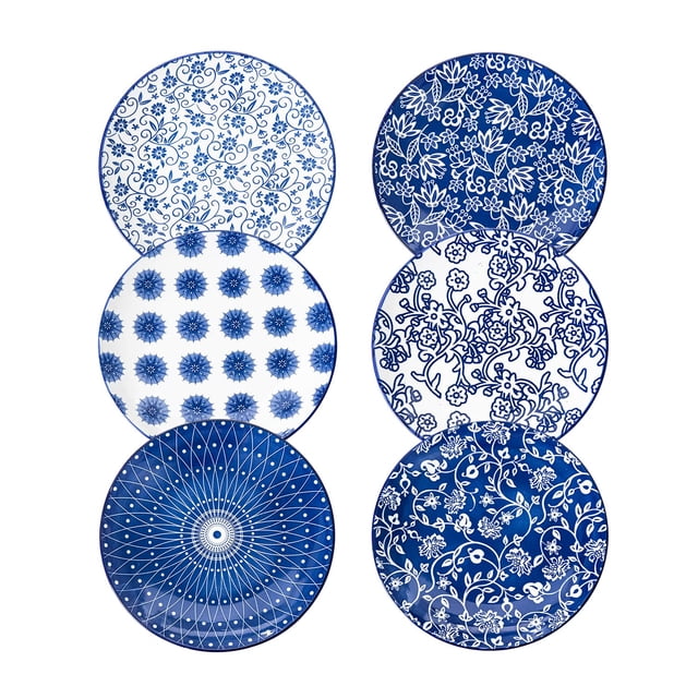 Cerkik Ceramic Salad Plates Set - 8.5 Inch / 21.5 cm Round Dessert Dishes for Dinner Pasta Appetizer Sandwich - Scratch Resistant Porcelain