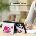 thumbnail image 3 of TECH CIRCLE Wallet Case for Galaxy S23 Ultra ,PU Leather Flip Protective Stand Flowers Floral Women Girls Case Card Holder Wristlet Mirror Shoulder Purse Case for Galaxy S23 Ultra 6.8" 2023,Gray, 3 of 10