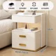 thumbnail image 3 of Mesita de noche inteligente, sencilla y moderna, dormitorio doméstico de tres cajones, almacenamiento junto a la cama, gabinete de almacenamiento de madera maciza, mesita de noche, 3 of 4