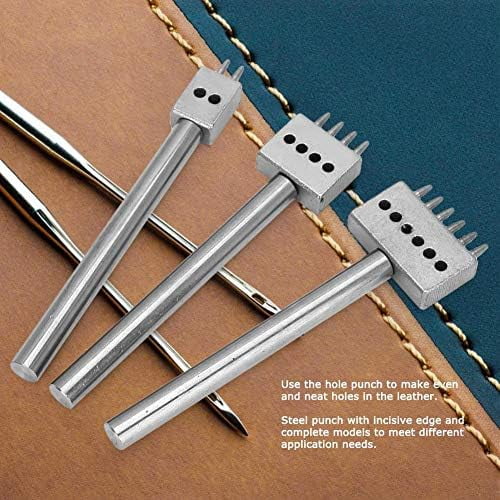 ABPETE 3PCS Profession Leather Hole Punch Tools, Cutting Stitch for Wallet Belt Spacing Punch Tool DIY Leather Craft Hole Punching Set Belt Hole Puncher(5mm Pitch (2 + 4 + 6))