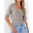 thumbnail image 5 of ANRABESS Womens Scoop Neck Tops Half Sleeve Ribbed Knit Slim Fitted T Shirts Summer Casual Basic Tee Going Out Shirts, 5 of 10