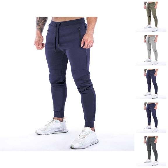 Mens Sweatpants with Pockets Casual Slim Fit Elastic Waist Tapered Joggers Athletic Workout Gym Pants