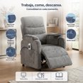 thumbnail image 2 of Sillón Reclinable Eléctrico Easy Living Nero Gris Claro de Tela con Mesa Lateral, Bolsillo Organizador y Reposapiés, 2 of 11