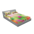 thumbnail image 2 of Ambesonne Modern Fitted Sheet & Pillow Sham Set, Tulips Urban Graphic, Full, Pink Green, 2 of 2