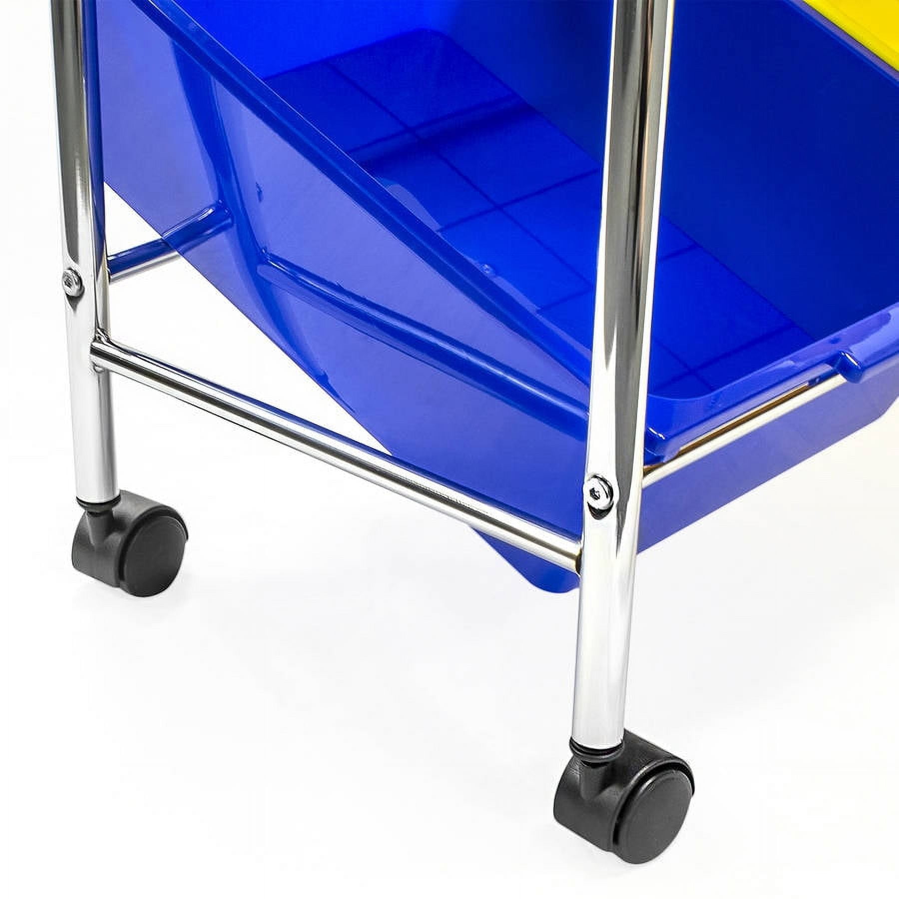Sorbus 9 Plastic Bin Rolling Cart, Organizer Bins, Yellow, Blue, Pink 