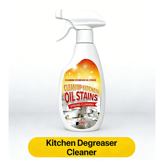 Heavy Duty Degreaser Spray for Kitchen Cleaning - Multipurpose Oil Stain Remover for Grills, Stovetops, Countertops, Pots & Pans - 240ml