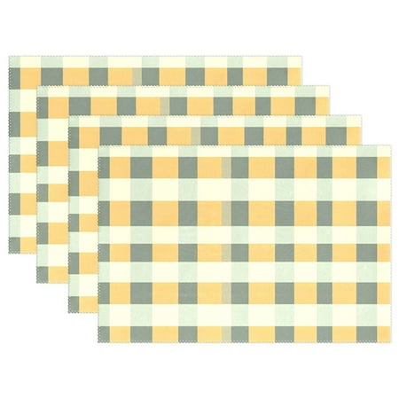 

Ryvnso Placemats Set of 4 Checkered Grid-t2 Dining Mats Heat-Resistant Non-Slip Washable Table Mat