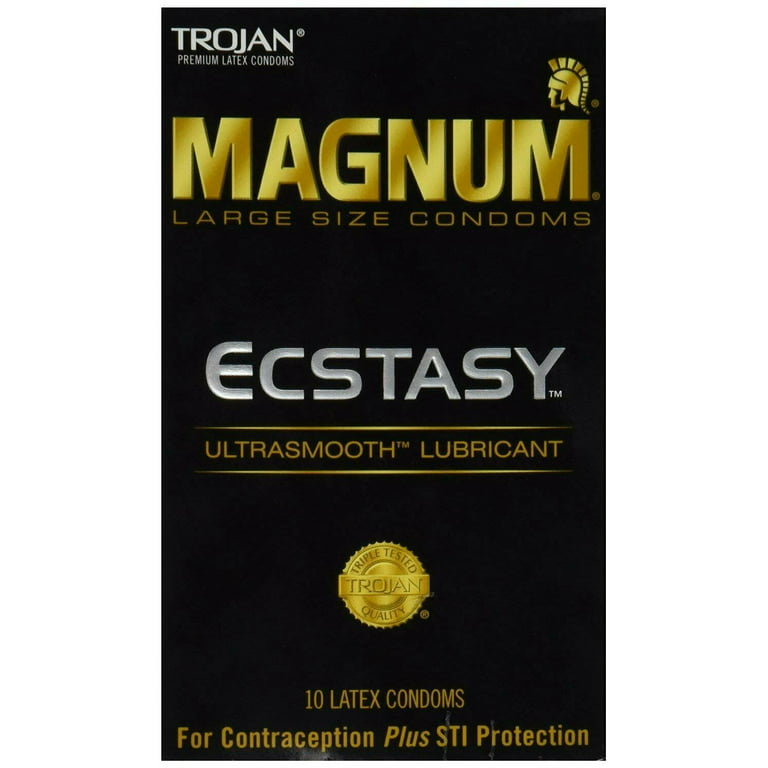 Trojan Magnum Ecstasy Condoms, Premium Latex, UltraSmooth Lubricant, Large Size - 10 condoms