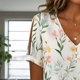 thumbnail image 5 of Blusa Zhyaj de manga corta con cuello en V y estampado floral bohemio para mujer, 5 of 6
