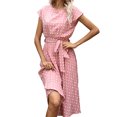thumbnail image 2 of SMihono Robe d'Été Grande Taille pour Femmes 2023 Mode Imprimé à Pois Manches Courtes Col Rond Robe Décontractée, 2 of 7