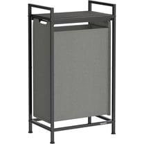 Laundry Hamper, Slim Laundry Basket, Laundry Sorter with A Pull-Out and Removable Bag, Shelf, Metal Frame, 12.7 Gallons (47 L), 16.5 x 11 x 29.5 Inches, Slate Gray and Charcoal Gray