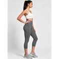 thumbnail image 5 of Cadmus Womens 3 Pack High Waist Tummy Control Capri Yoga Leggings with Pockets,Black/Grey/White, L, 5 of 5
