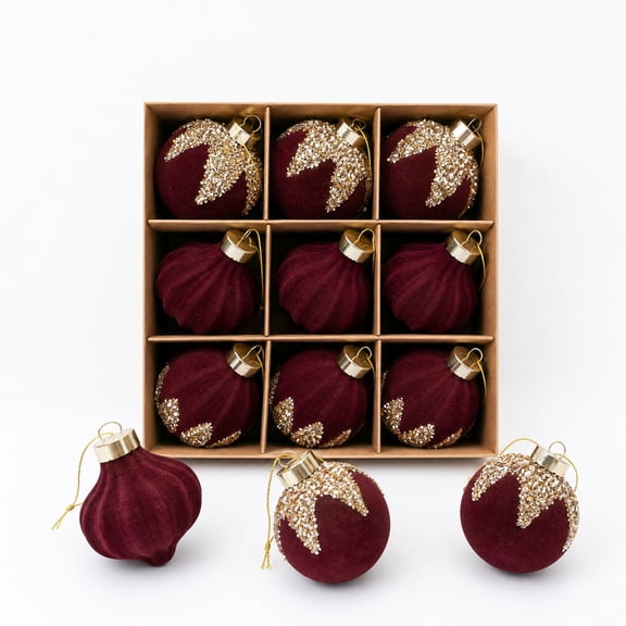 9 Pcs Christmas Ornament Balls,Glitter Shatterproof Xmas Hanging Baubles for Festive Home Seasonal Decor Christmas Tree Pendant Set 3.14 Inch