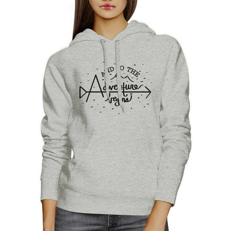 - Adventure Begins Unisex Grey Graduation Gift Hoodie Pullover Fleece