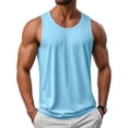 thumbnail image 3 of Tank Top for Men Casual UPF 50+ Gym Workout Sleeveless Shirt Cotton Moisture Wicking Cooling Muscle Shirts Light Blue S, 3 of 9
