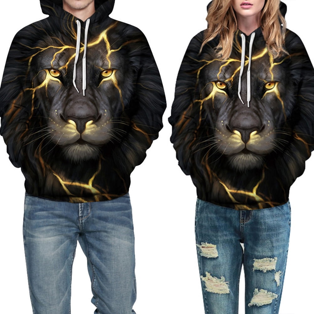 3d lion print hoodie