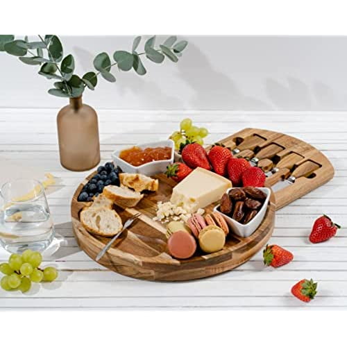 Round Charcuterie Board Set Cheese Board Set, Cheeseboard Gift Set