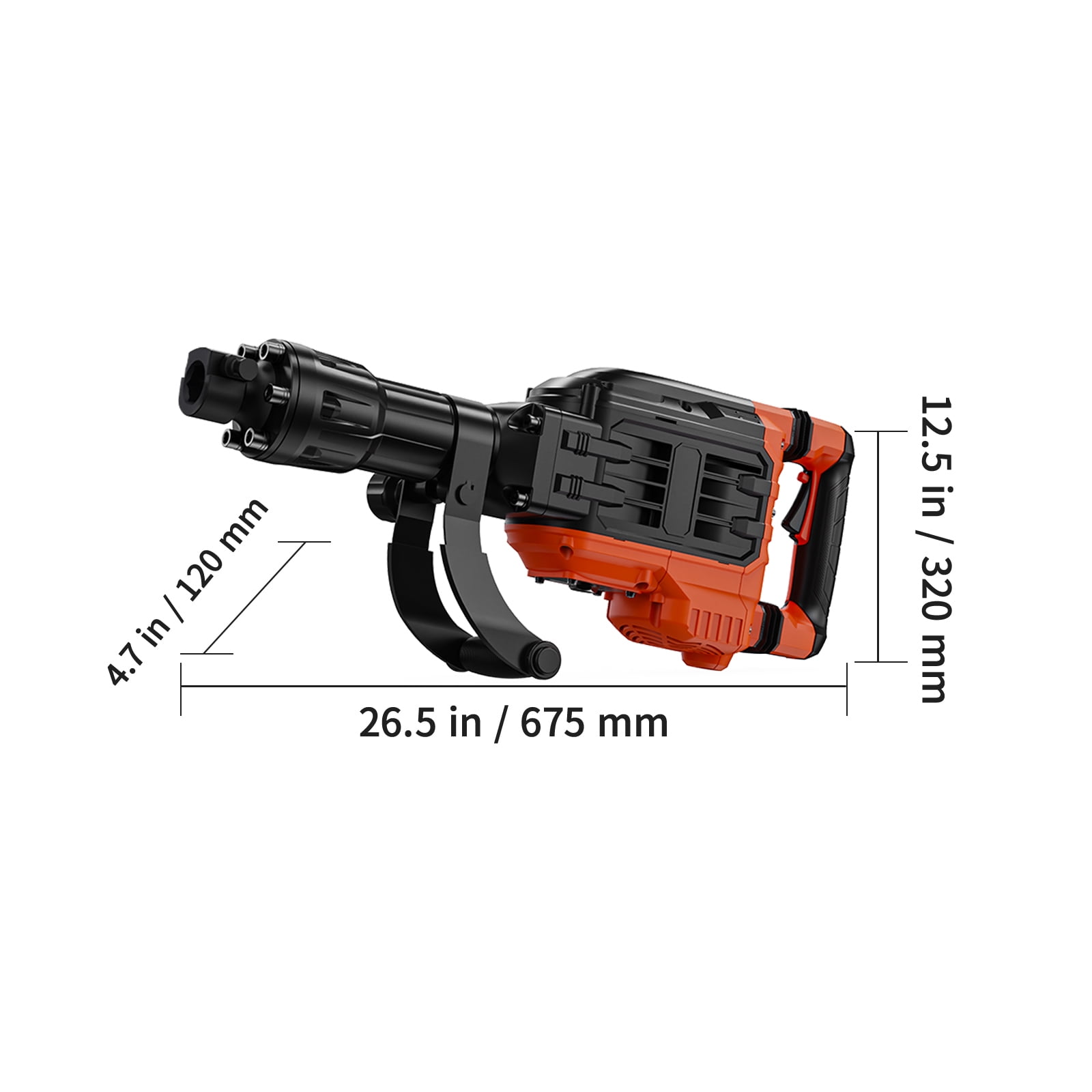 SKYSHALO 2 Chisel Heads Demolition Jack Hammer Concrete Cutter 3500W Electric Black