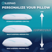 Sleepavo Adjustable Shredded Memory Foam Pillows Queen Size Set of 2 - Extra Soft Cooling Bamboo Bed Pillows for Sleeping - Back, Stomach, Firm Side Sleeper, Comfy Cool - 2 Pack