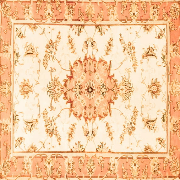 Ahgly Company Indoor Square Medallion Orange Traditional Area Rugs, 8' Square