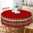 thumbnail image 5 of Red Christmas Poinsettia Round Tablecloth 70 Inch,Stain‑Resistant Table Cover for Holiday Dinner Home Kitchen Decor, 5 of 6