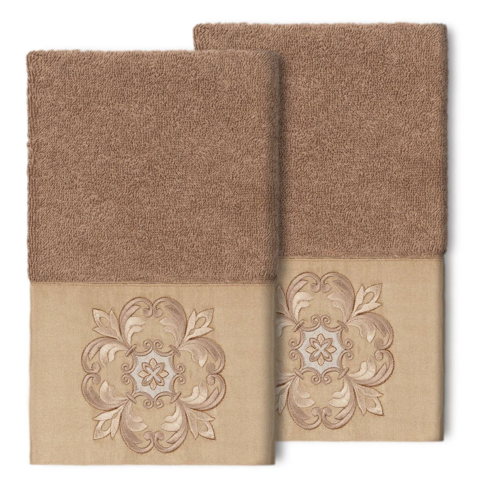 Linum Home Textiles 100 Turkish Cotton Alyssa 2PC Embellished Hand Towel Set