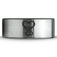 thumbnail image 2 of Tungsten Heart Cancer Survivor Love Band Ring 8mm Men Women Comfort Fit Brushed Gray Flat Cut Black Polished, 2 of 4