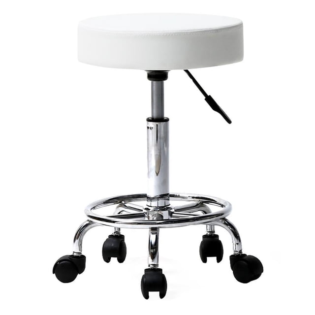 Taburete hidráulico ajustable para salón, blanco, cuero de PU Zimtown taburete de barbería