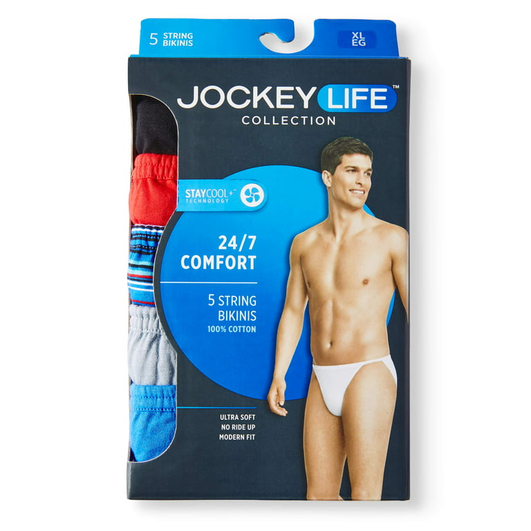 Jockey Life Men's 24/7 Comfort Cotton String Bikini, 5 pack 