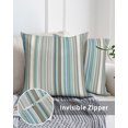 thumbnail image 3 of Waterproof Outdoor Throw Pillows with Inserts 18"x18", Light Blue Striped Soft Decorative Pillowcases for Couch Bedroom, Farmhouse Thin Line Modern Abstract Art Pillow Covers for Sofa Living Room, 3 of 8